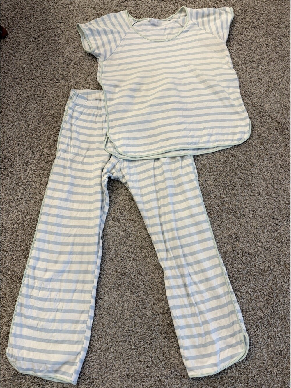 LAKE Pajamas 100% Pima Cotton Set Women’s Size S Blue & White Striped